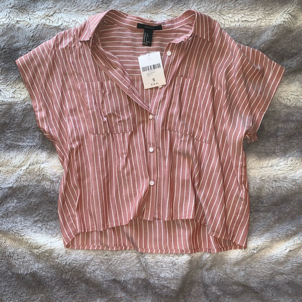 Forever 21 Pinstripe Pink button down shirt